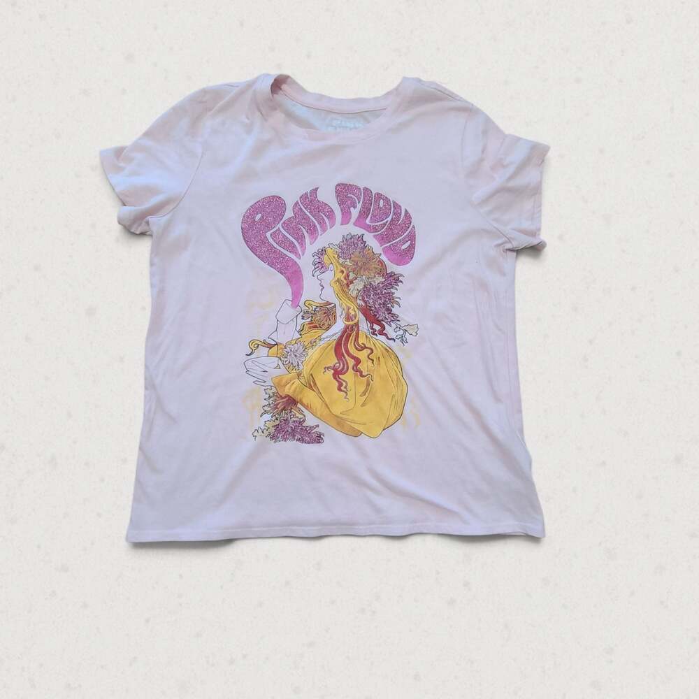 Pink Floyd 1966 Marquee Size L Poster Graphic T-Shirt Light Pink Women's